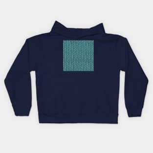 Teal Winter Knit Pattern Drawing Kids Hoodie